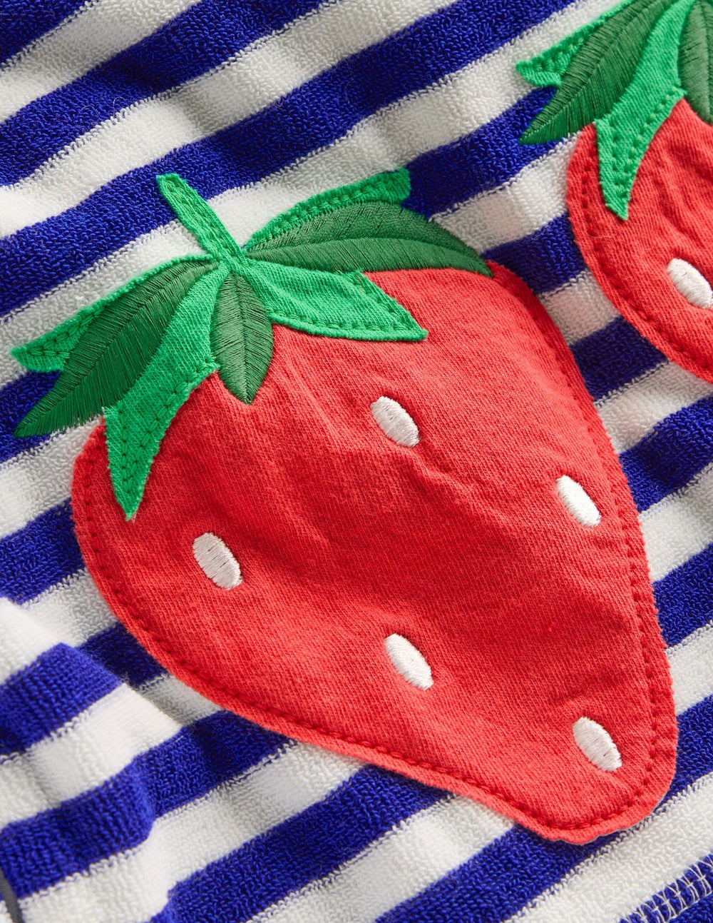 Boden Mara Towelling Throw - On - Bright Blue Fruit Stripe