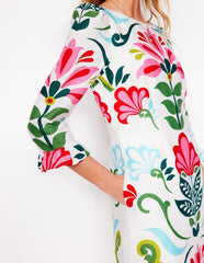 Boden Linen Flute Sleeve Dress - Ivory, Decorative Stems