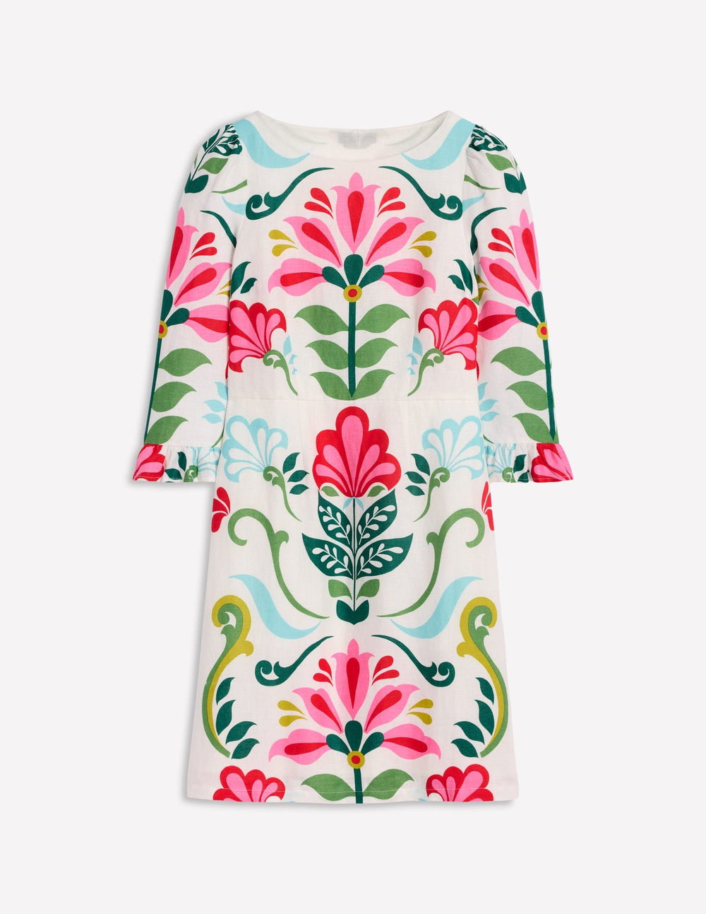 Boden Linen Flute Sleeve Dress - Ivory, Decorative Stems