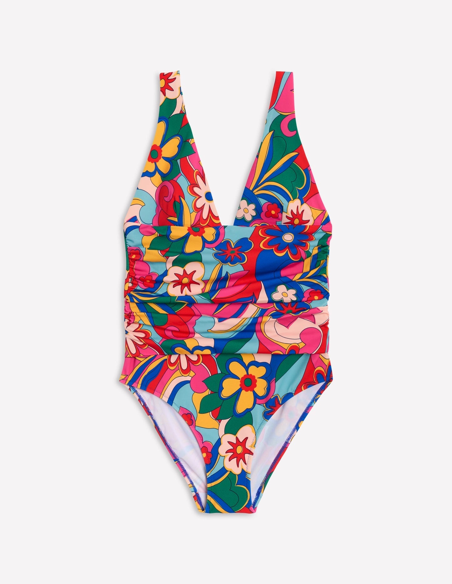Boden Mykonos Deep V Swimsuit - Multi, Blossomy Pop