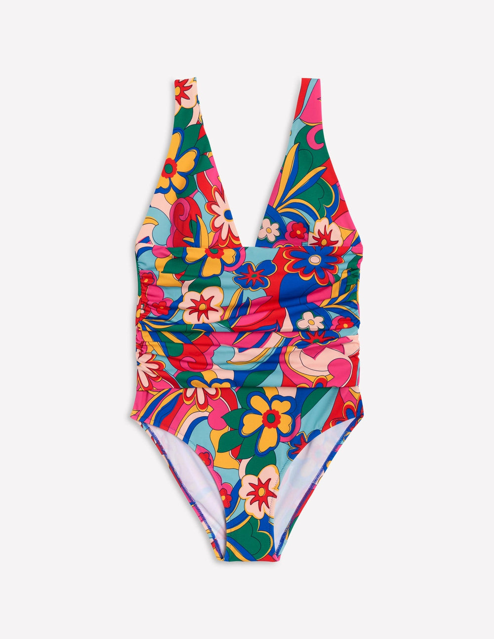 Boden Mykonos Deep V Swimsuit - Multi, Blossomy Pop
