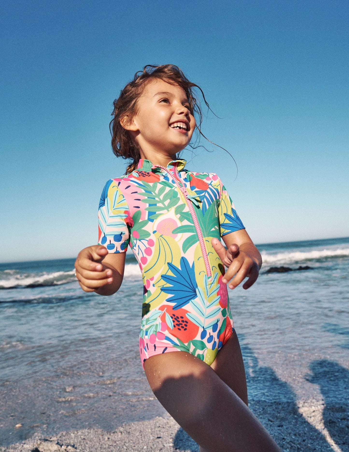 Boden Short - sleeved Swimsuit - Multi Tropical Fruit