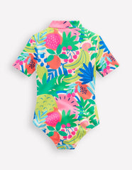 Boden Short - sleeved Swimsuit - Multi Tropical Fruit