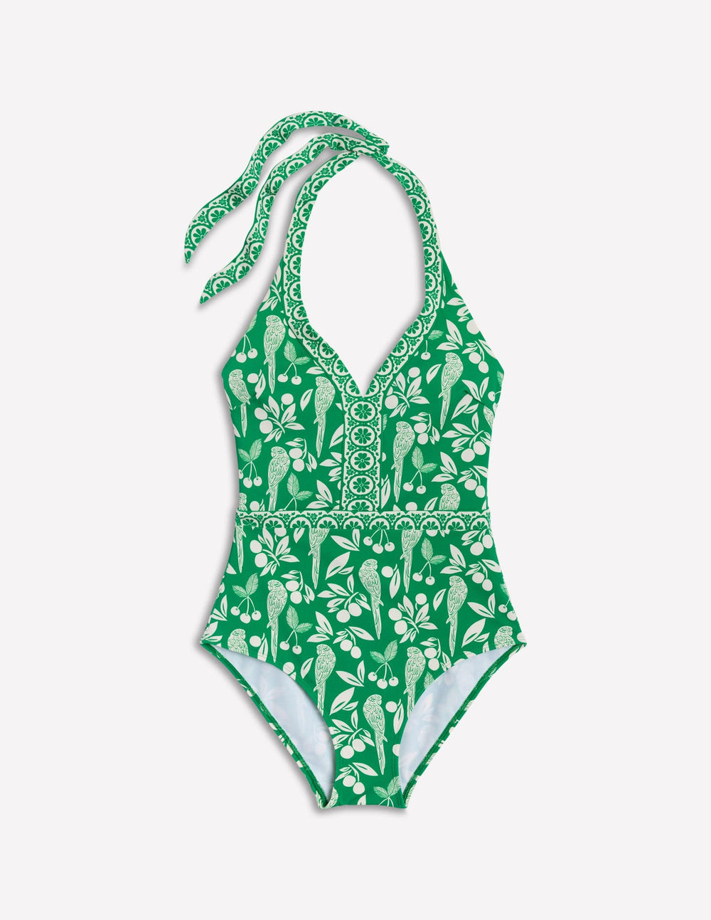 Boden Ios V Panel Swimsuit - Rich Emerald, Ornate Tropics