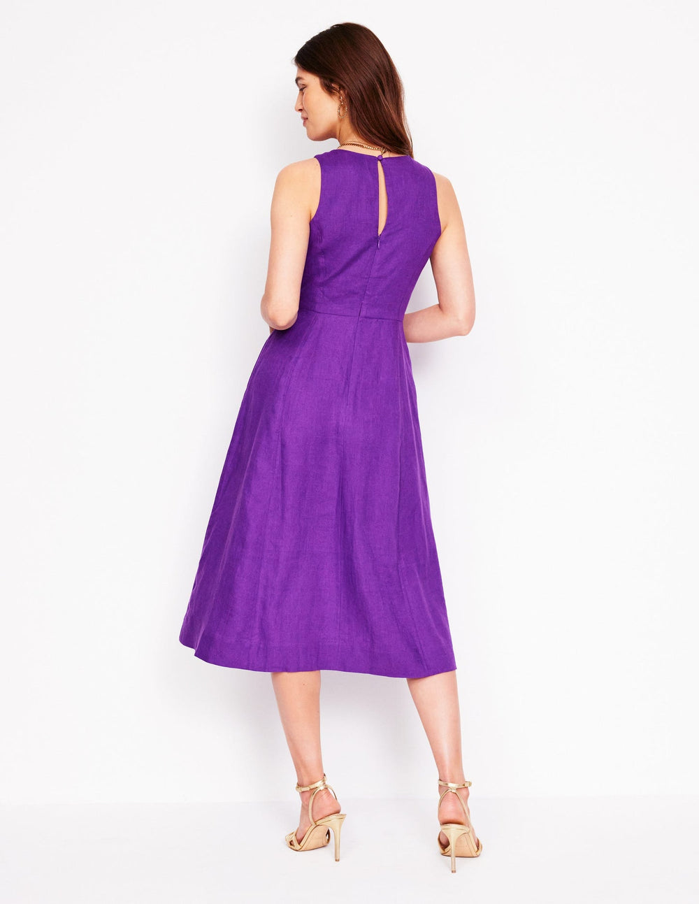 Boden Carla Linen Midi Dress - Royal Purple