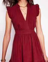 Boden Wren Double Cloth Short Dress - Garnet Red