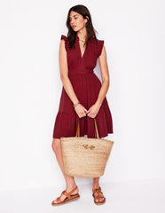 Boden Wren Double Cloth Short Dress - Garnet Red