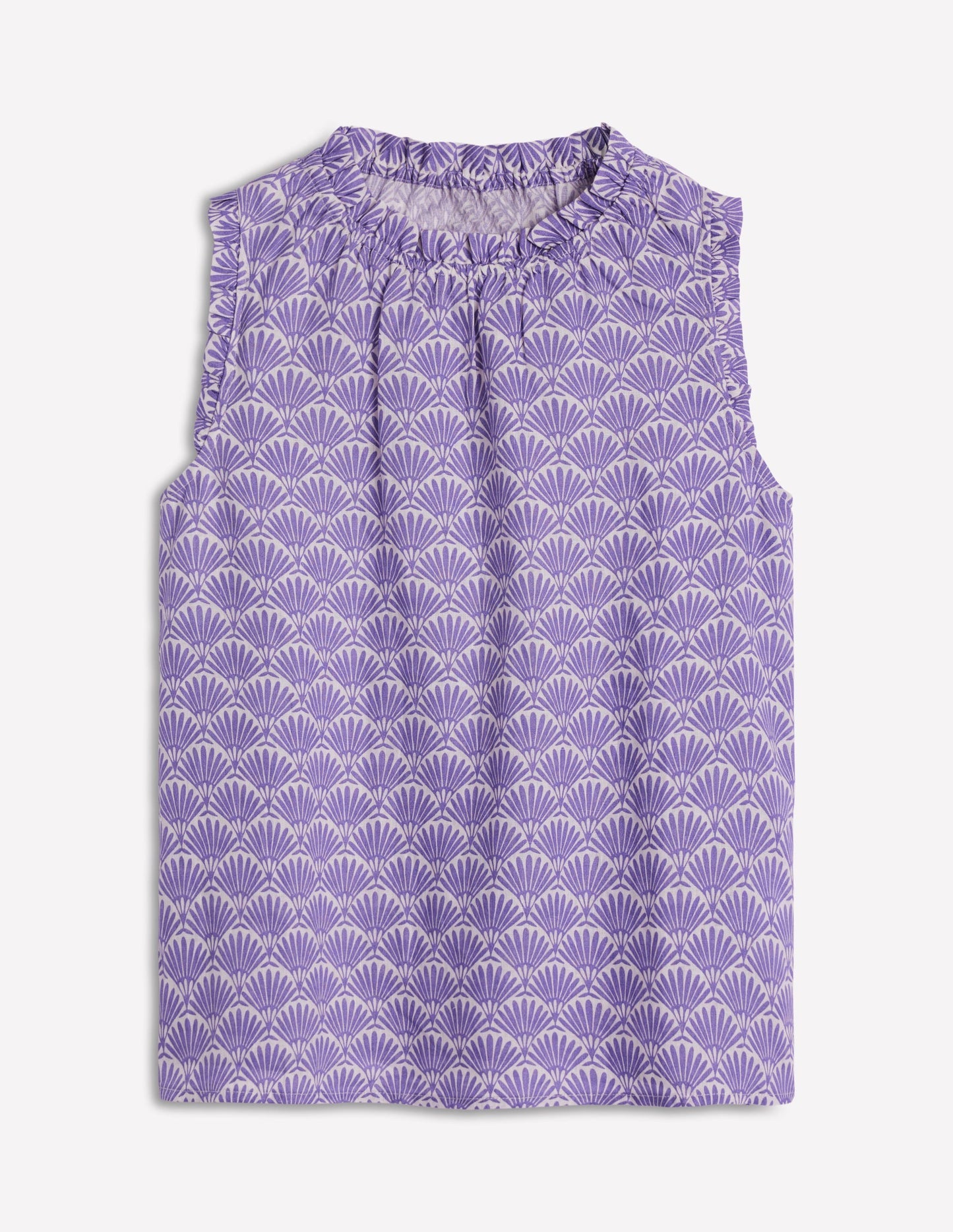 Boden Sophie Ruffle Linen Top - Purple, Deco Palm