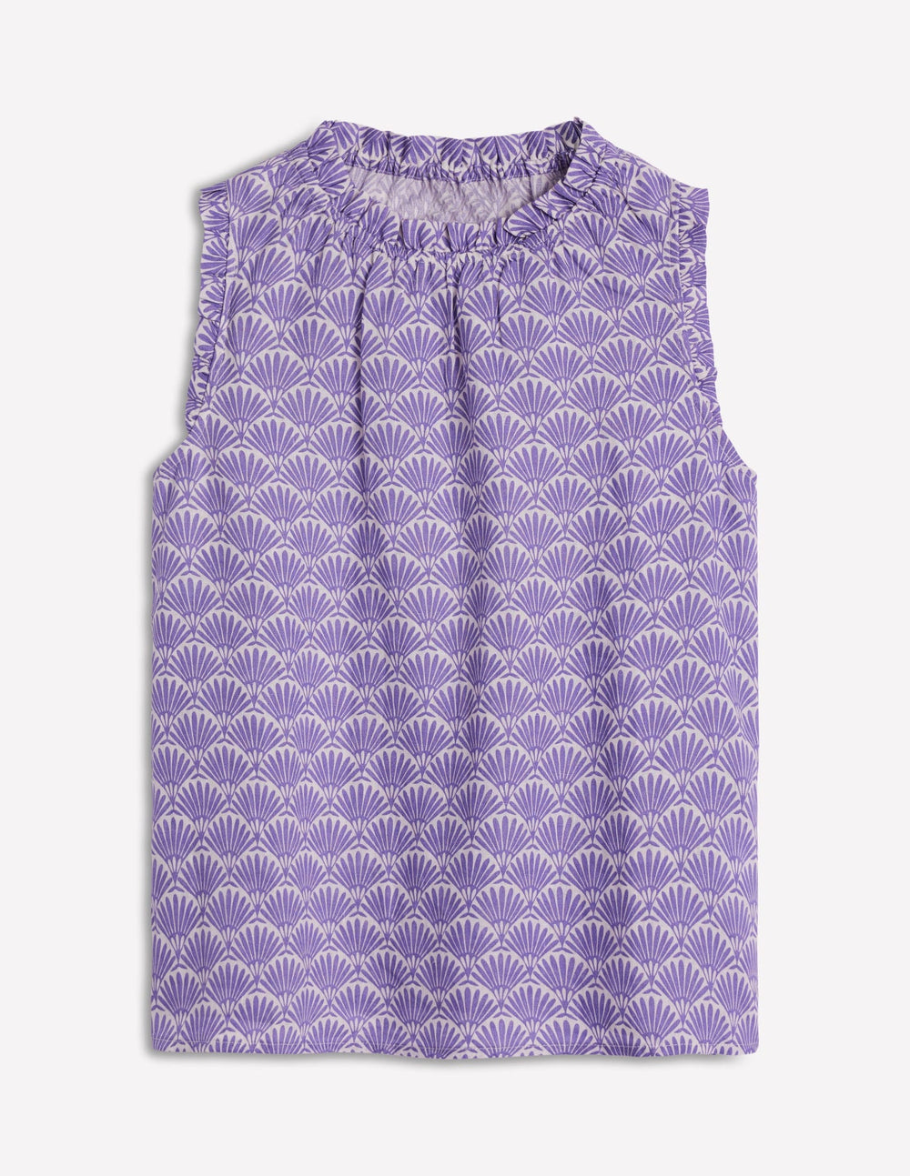 Boden Sophie Ruffle Linen Top - Purple, Deco Palm