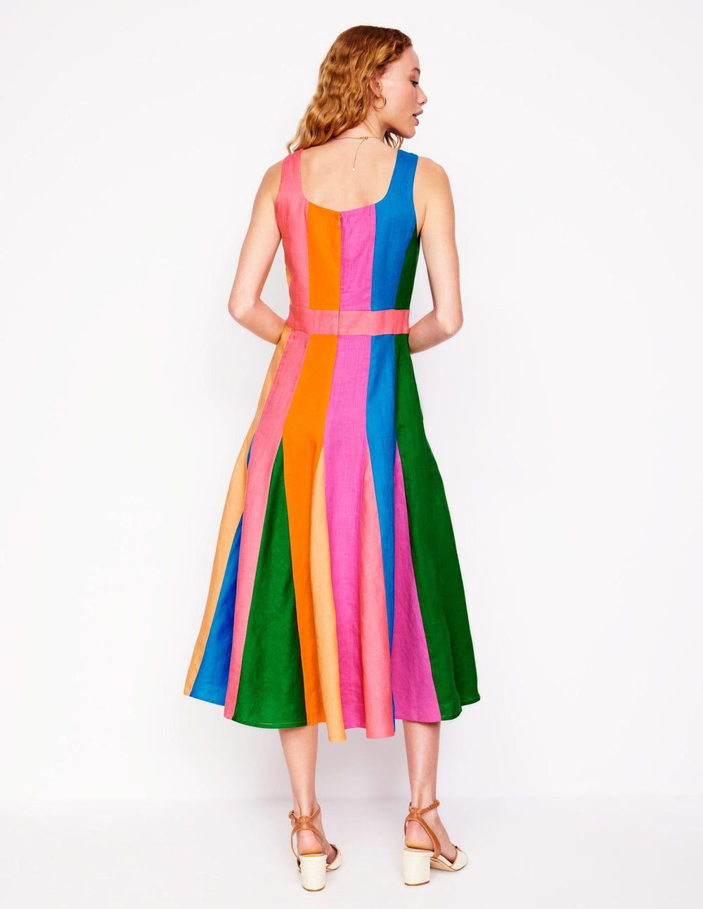 Boden Seam Detail Fit & Flare Dress - Multi Colourblock