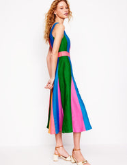 Boden Seam Detail Fit & Flare Dress - Multi Colourblock