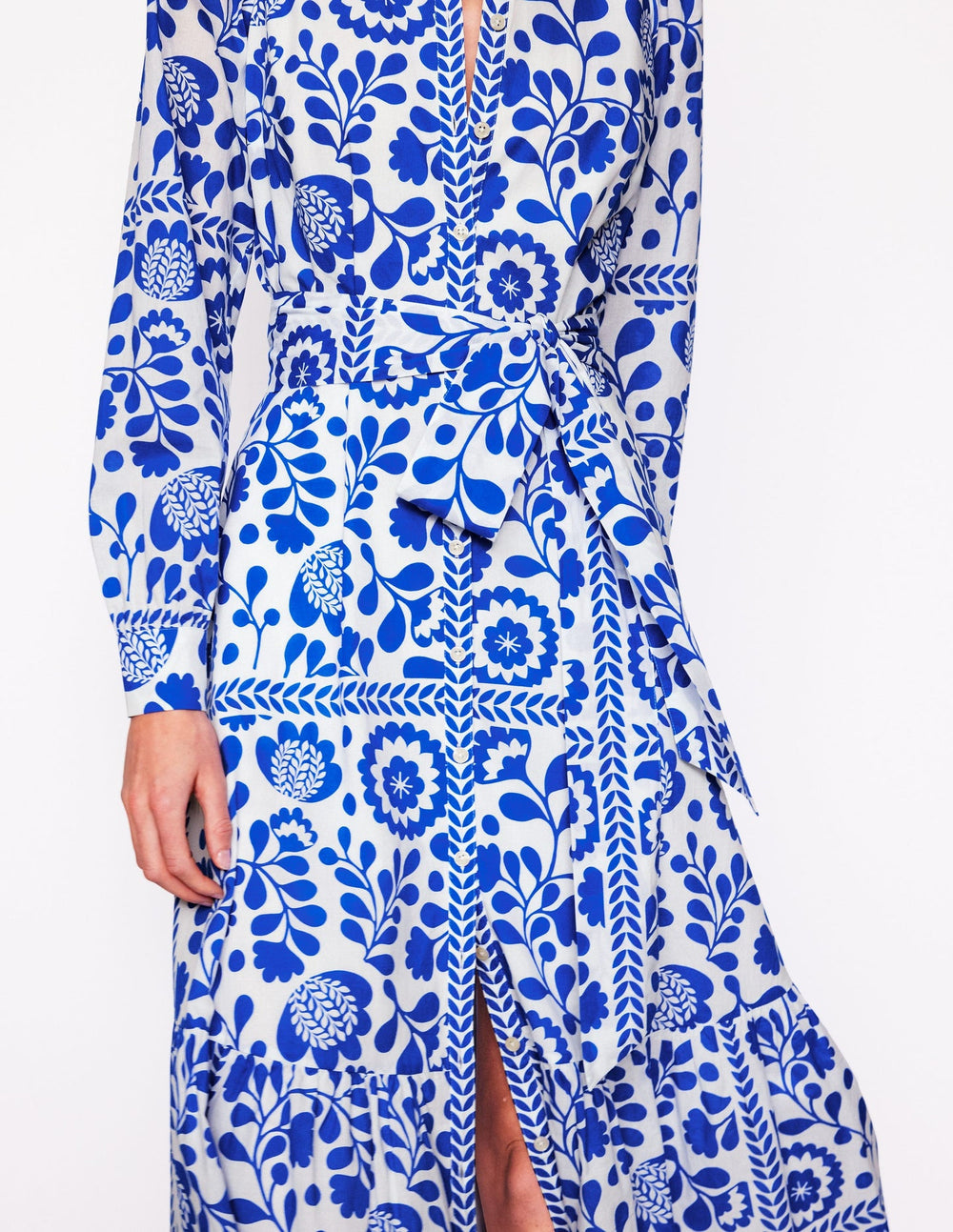 Boden Mia Tiered Shirt Dress - Gallery Blue, Vine Tile