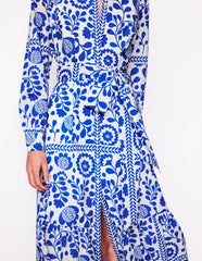 Boden Mia Tiered Shirt Dress - Gallery Blue, Vine Tile