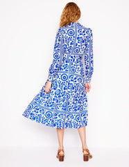 Boden Mia Tiered Shirt Dress - Gallery Blue, Vine Tile