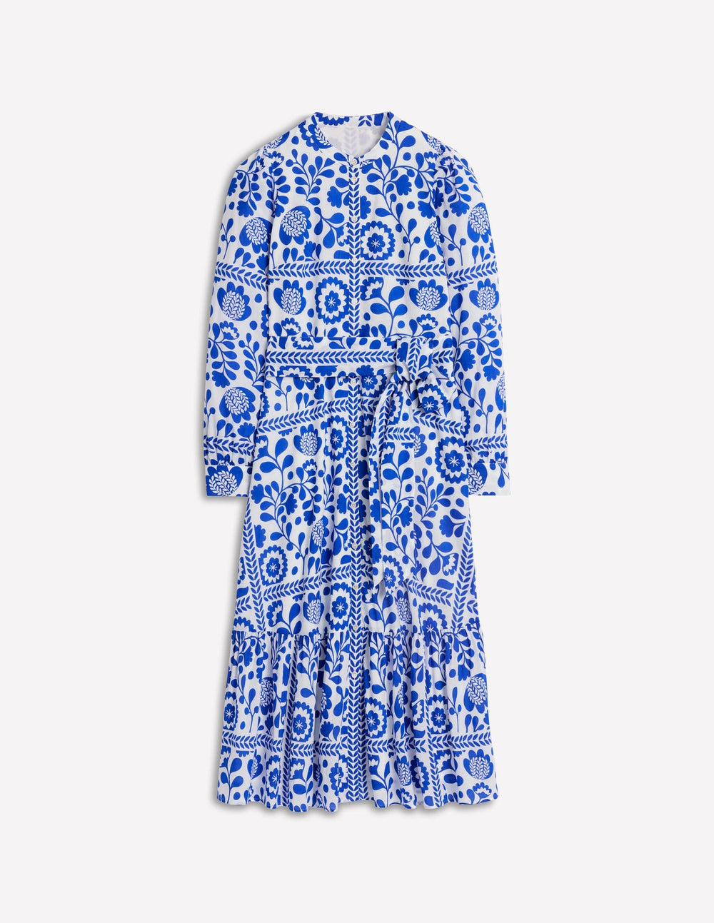 Boden Mia Tiered Shirt Dress - Gallery Blue, Vine Tile