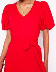 Boden Volume Sleeve Midi Dress - Poppy Red