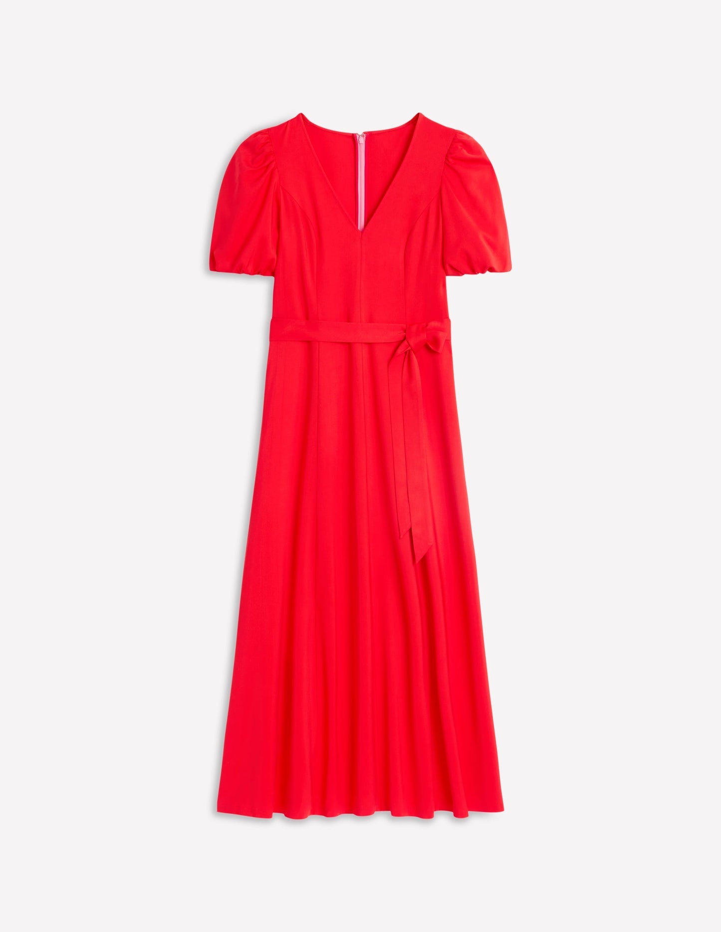 Boden Volume Sleeve Midi Dress - Poppy Red