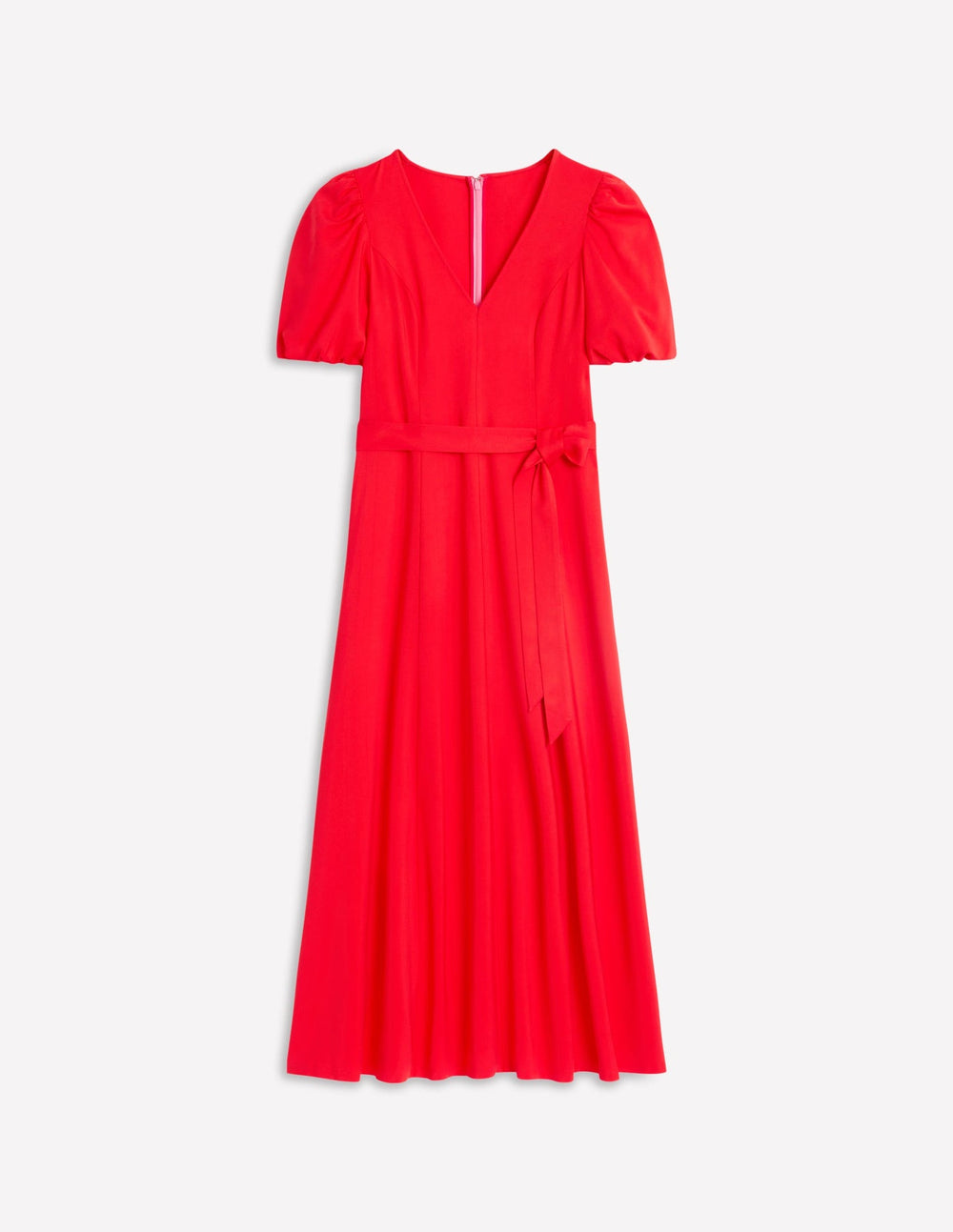 Boden Volume Sleeve Midi Dress - Poppy Red