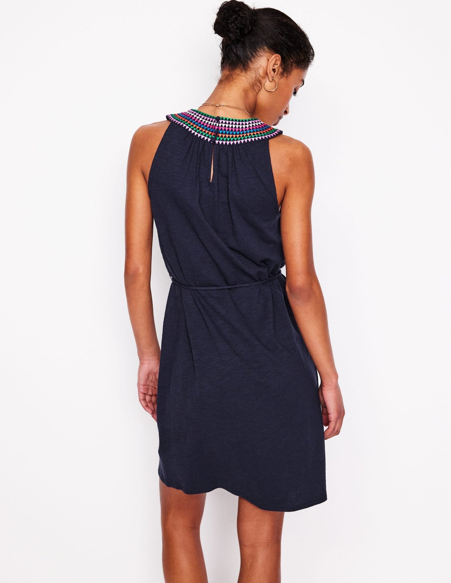 Boden Eleni Embroidered Short Dress - Navy