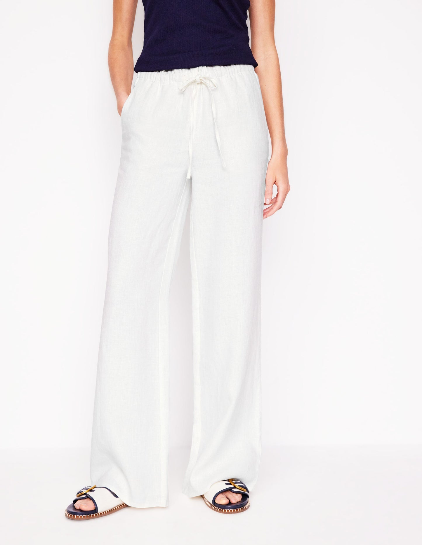 Boden Islington Linen Pants - White