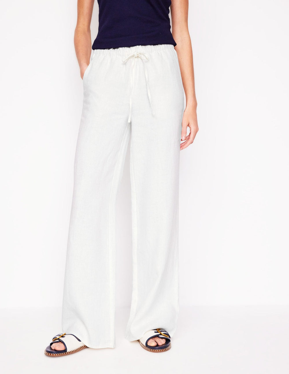 Boden Islington Linen Pants - White