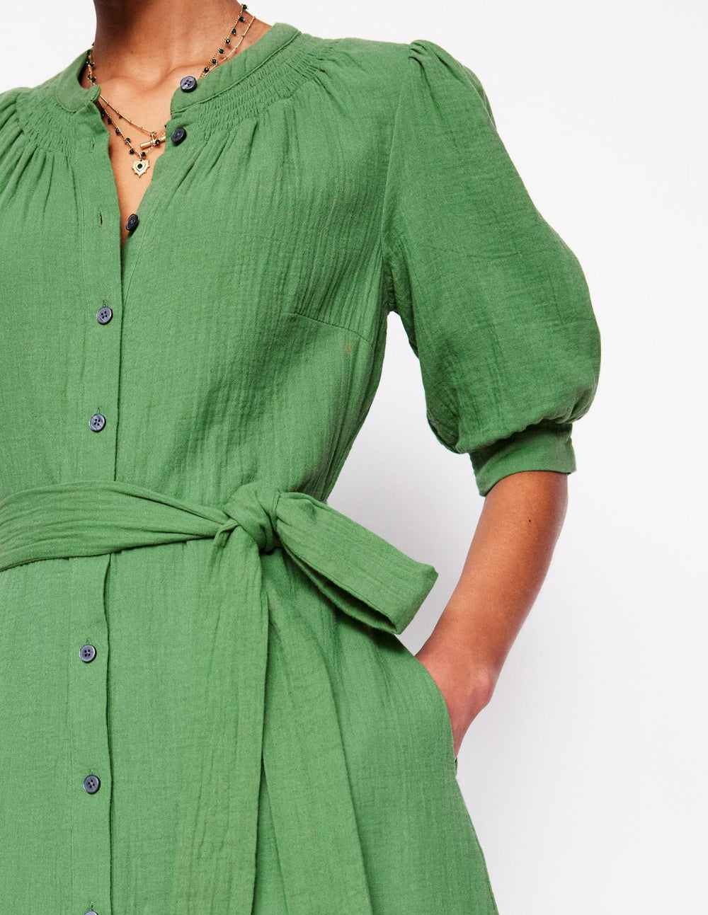 Boden Ada Double Cloth Midi Dress - Paradise Green