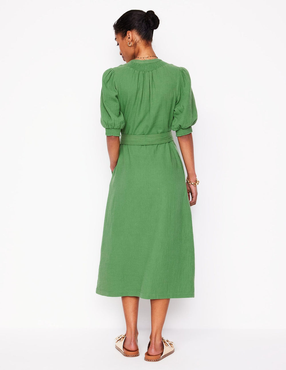Boden Ada Double Cloth Midi Dress - Paradise Green