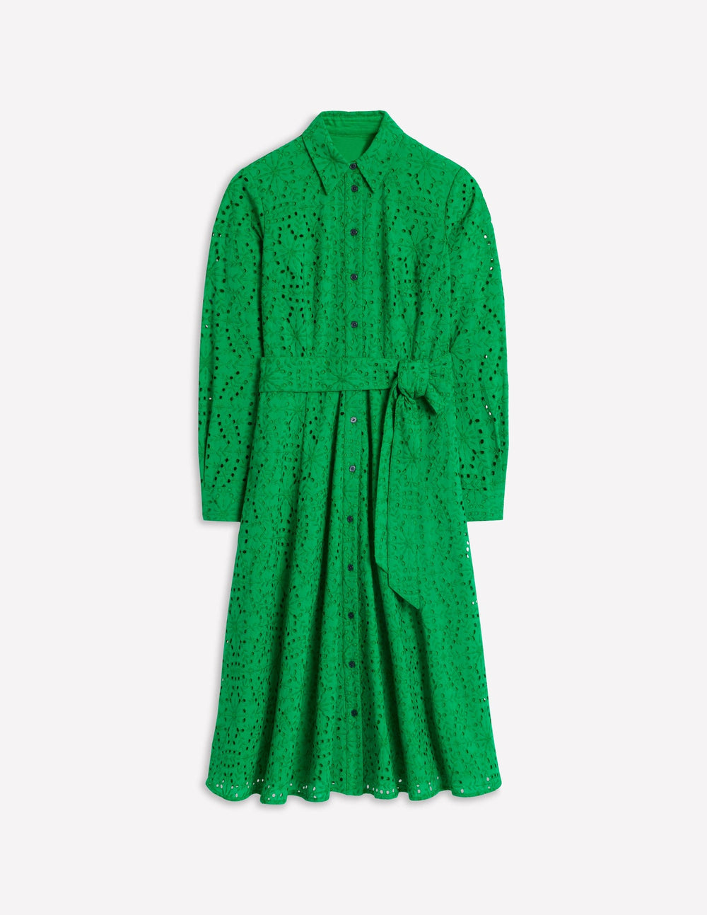 Boden Amy Broderie Midi Shirt Dress - Rich Emerald
