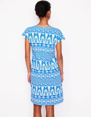 Boden Leah Jersey T-shirt Dress - Cerulean Blue, Ornate Tropic