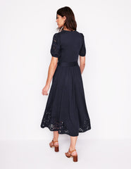 Boden Cutwork Detail Midi Dress - Navy