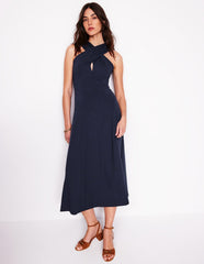 Boden Cross Front Ponte Dress - Navy