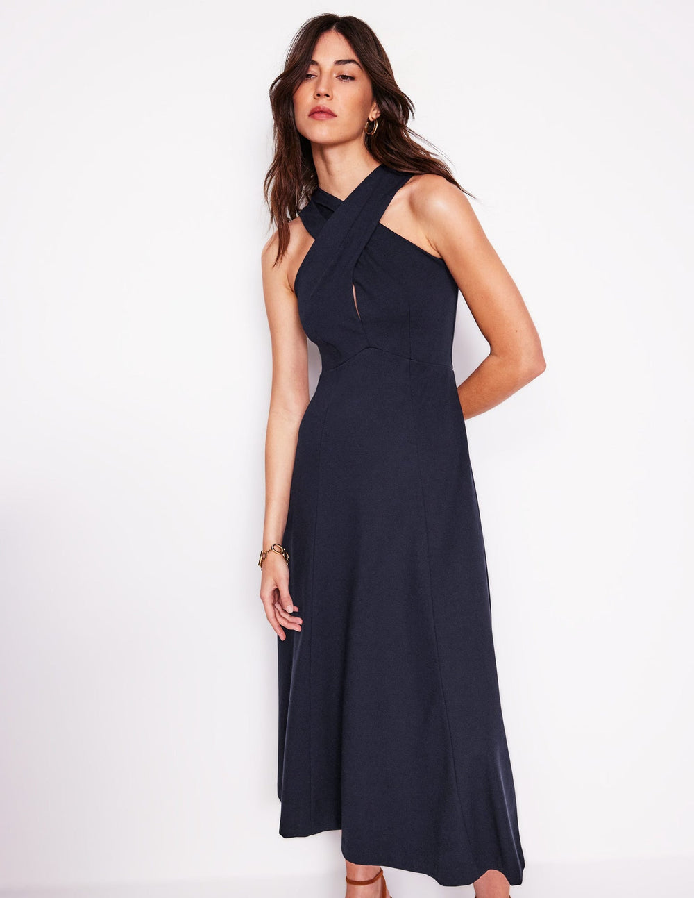 Boden Cross Front Ponte Dress - Navy
