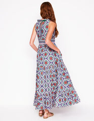 Boden Serena Cotton Tie Maxi Dress - Bright Blue, Botanic Blush