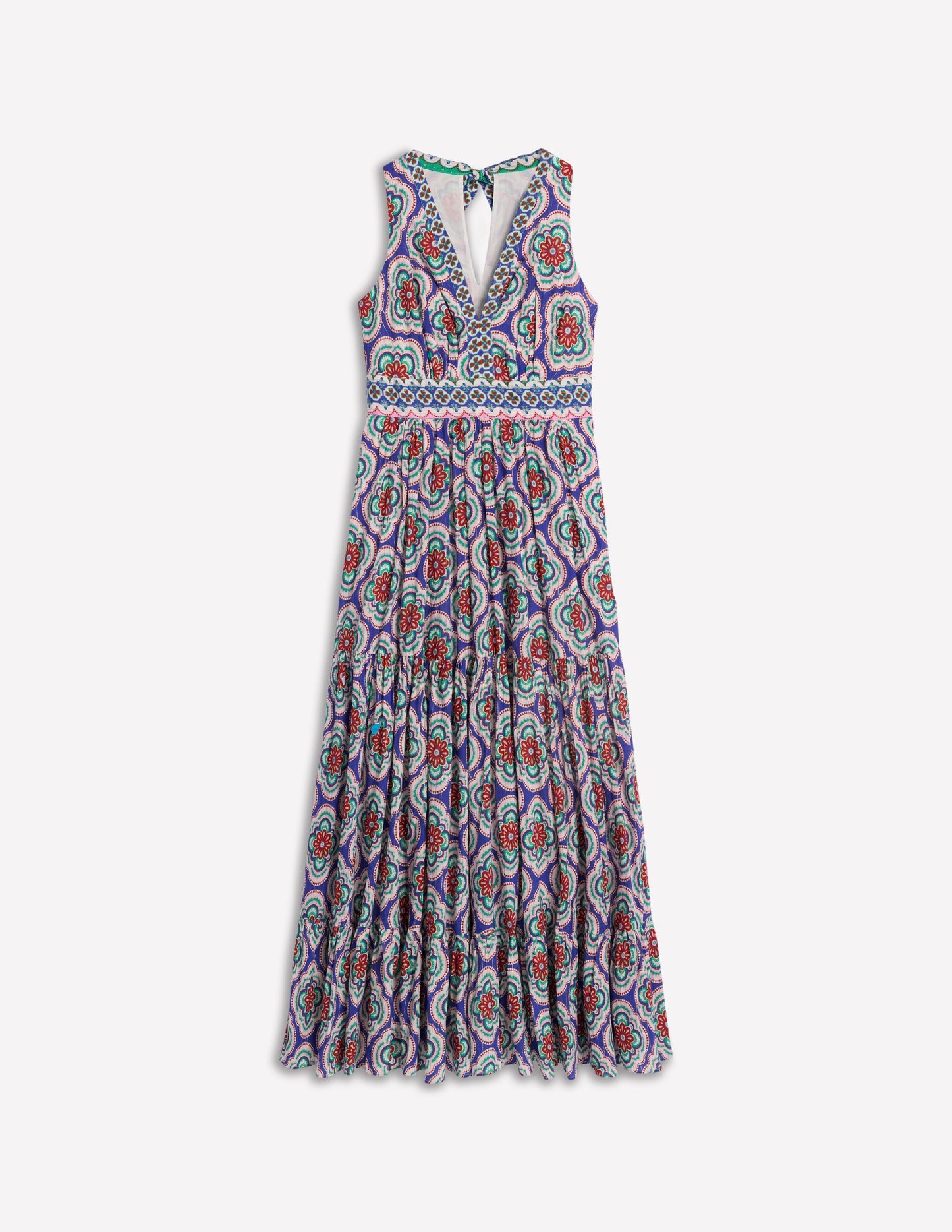 Boden Serena Cotton Tie Maxi Dress - Bright Blue, Botanic Blush