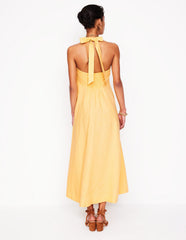 Boden Halter Linen Dress - Buttermilk Yellow