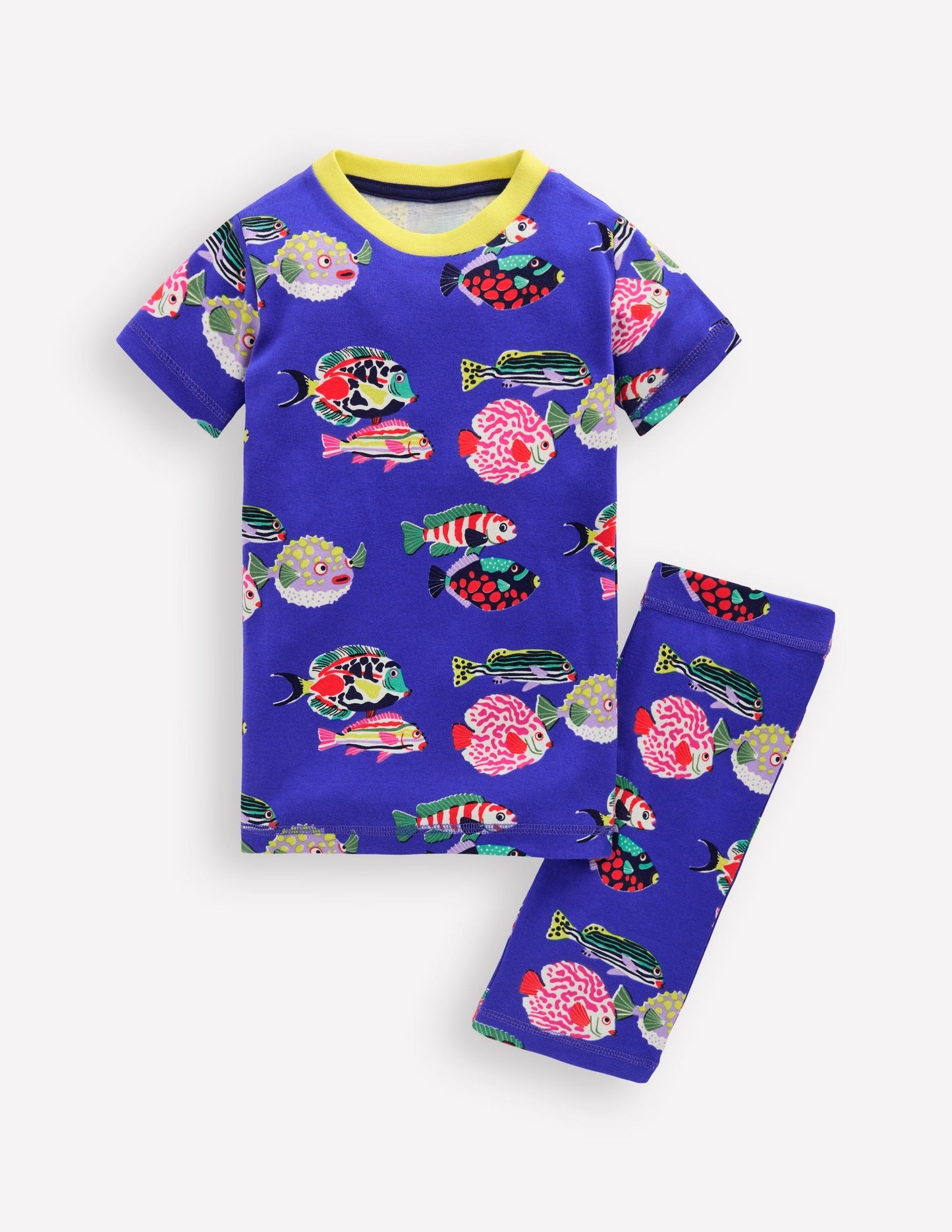 Boden Snug Short John Glow Pyjamas - Blue Heron Fish