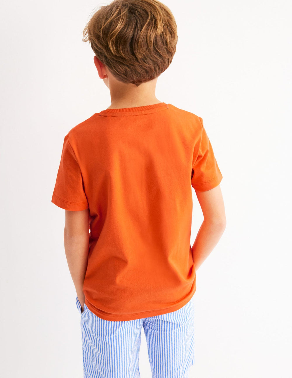 Boden Chain Stitch T-shirt - Hot Coral tiger