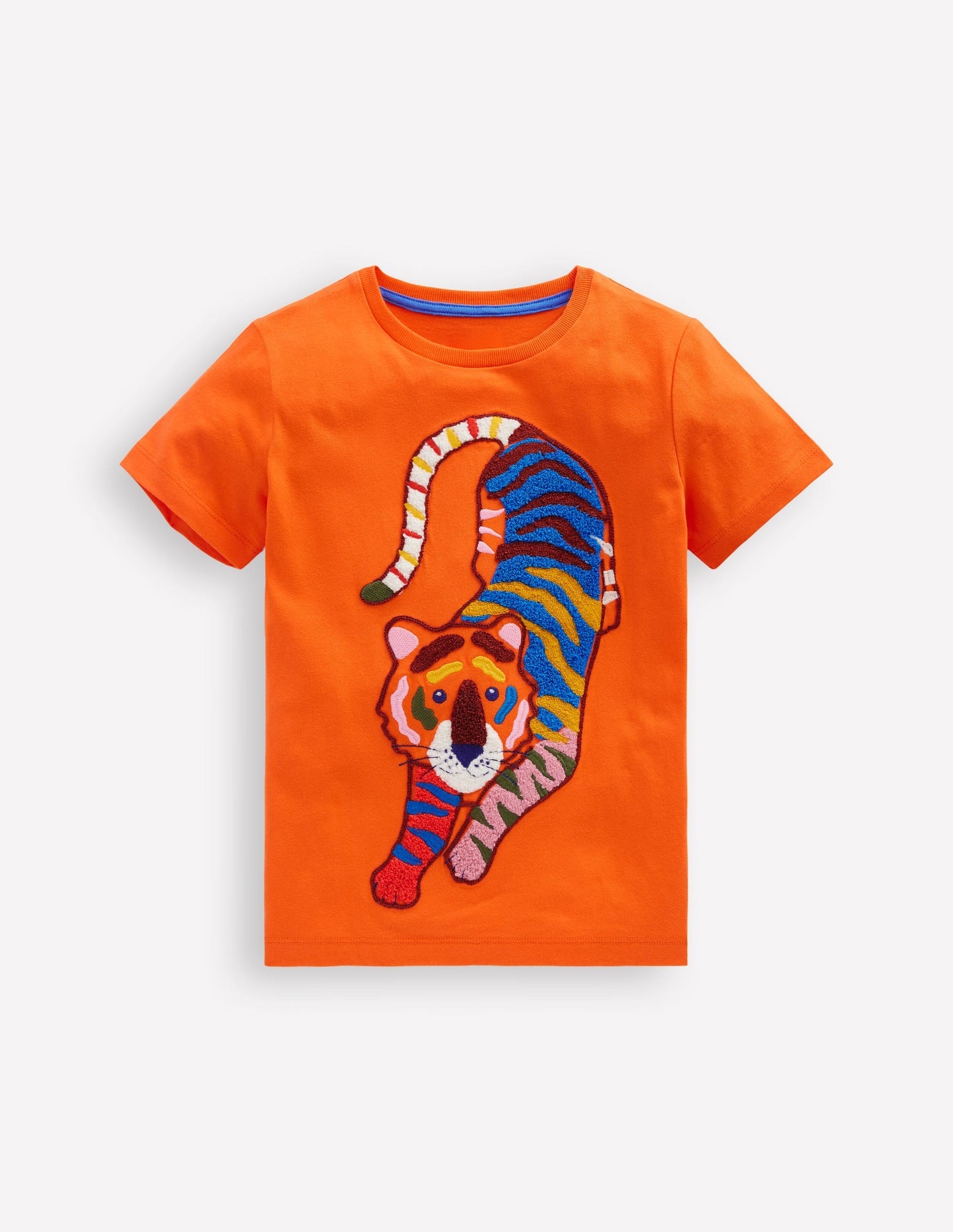 Boden Chain Stitch T-shirt - Hot Coral tiger