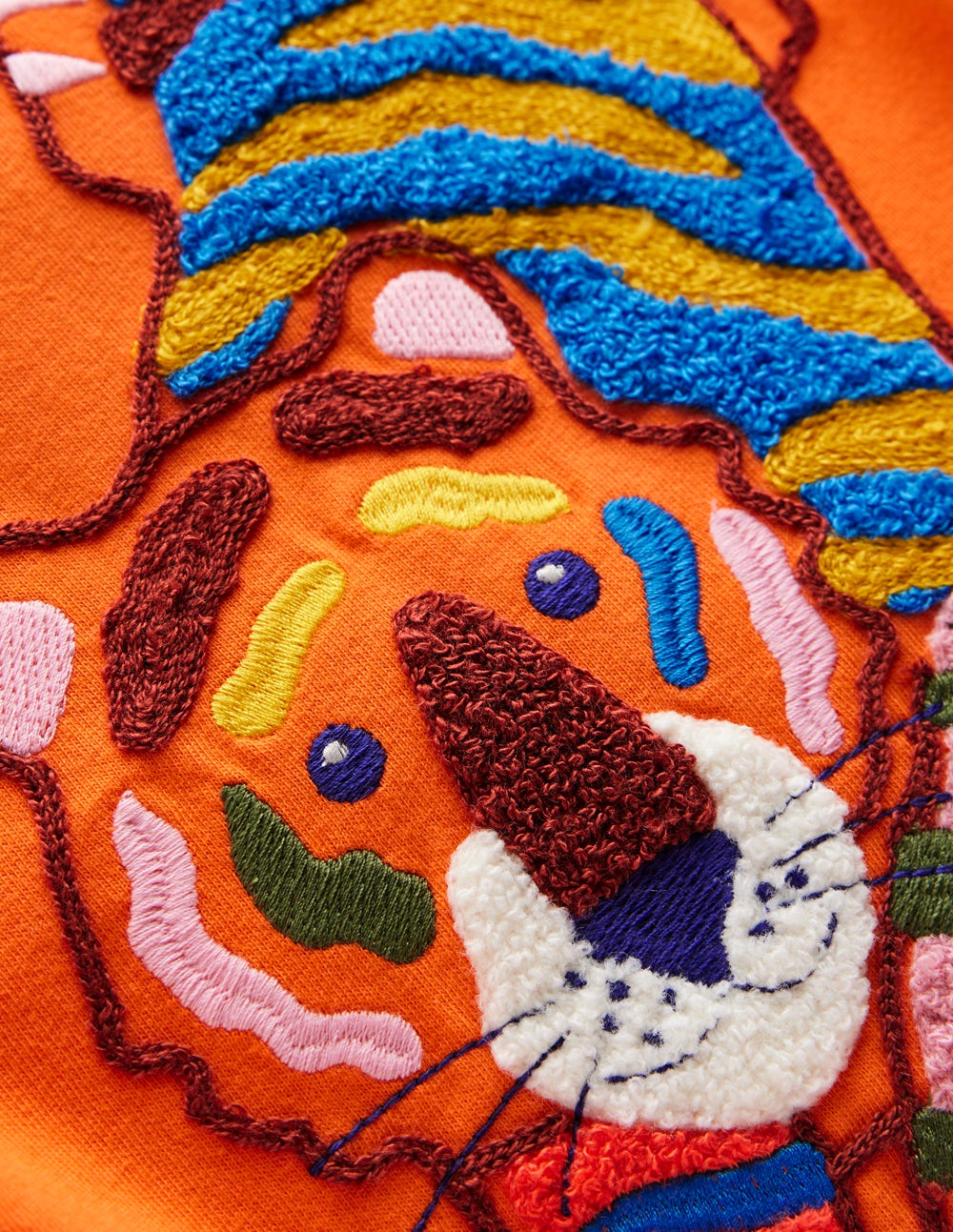 Boden Chain Stitch T-shirt - Hot Coral tiger