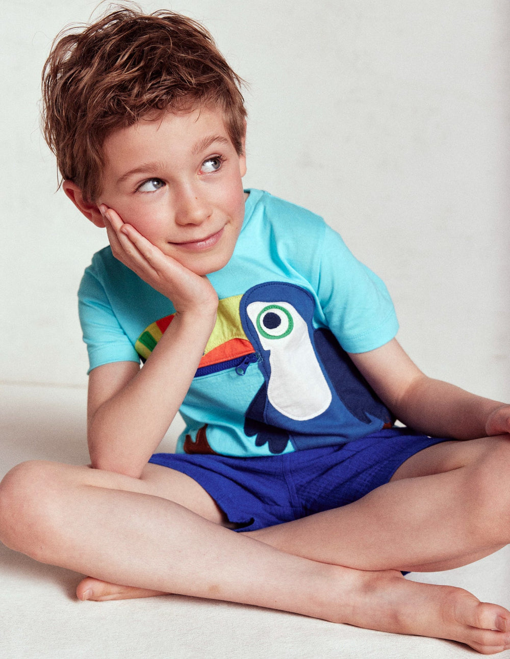 Boden Zip Applique T-shirt - Barbados Beach Toucan