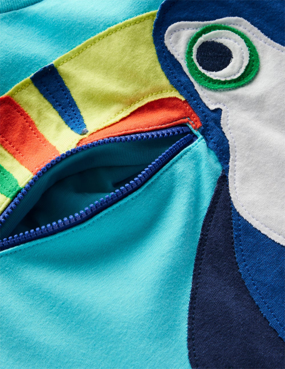 Boden Zip Applique T-shirt - Barbados Beach Toucan