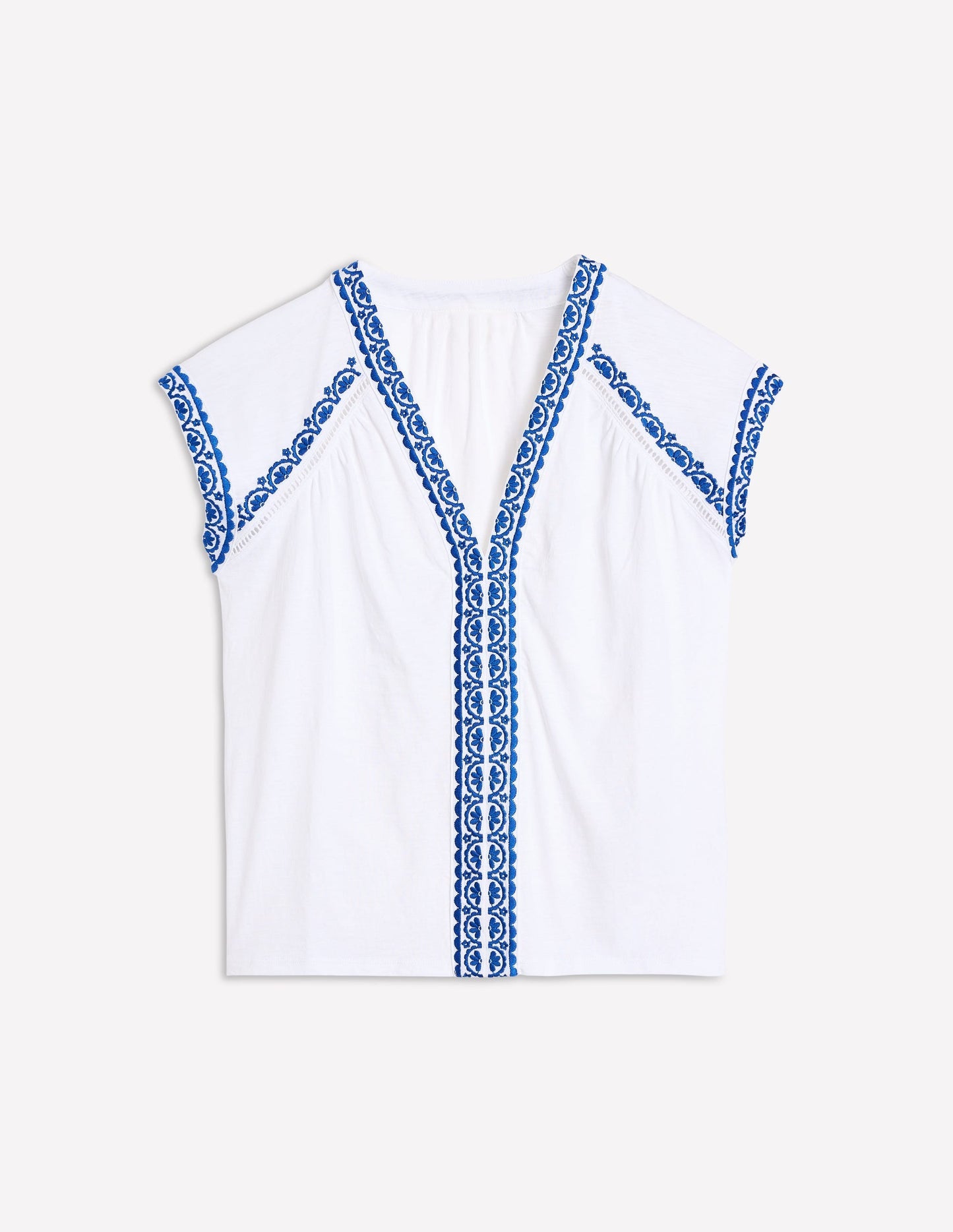 Boden Hazel Cotton Embroidered Top - White