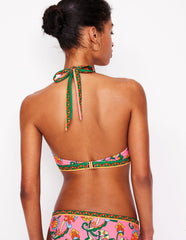 Boden Ios V Panel Bikini Top - Pink Rose, Foliage Trail