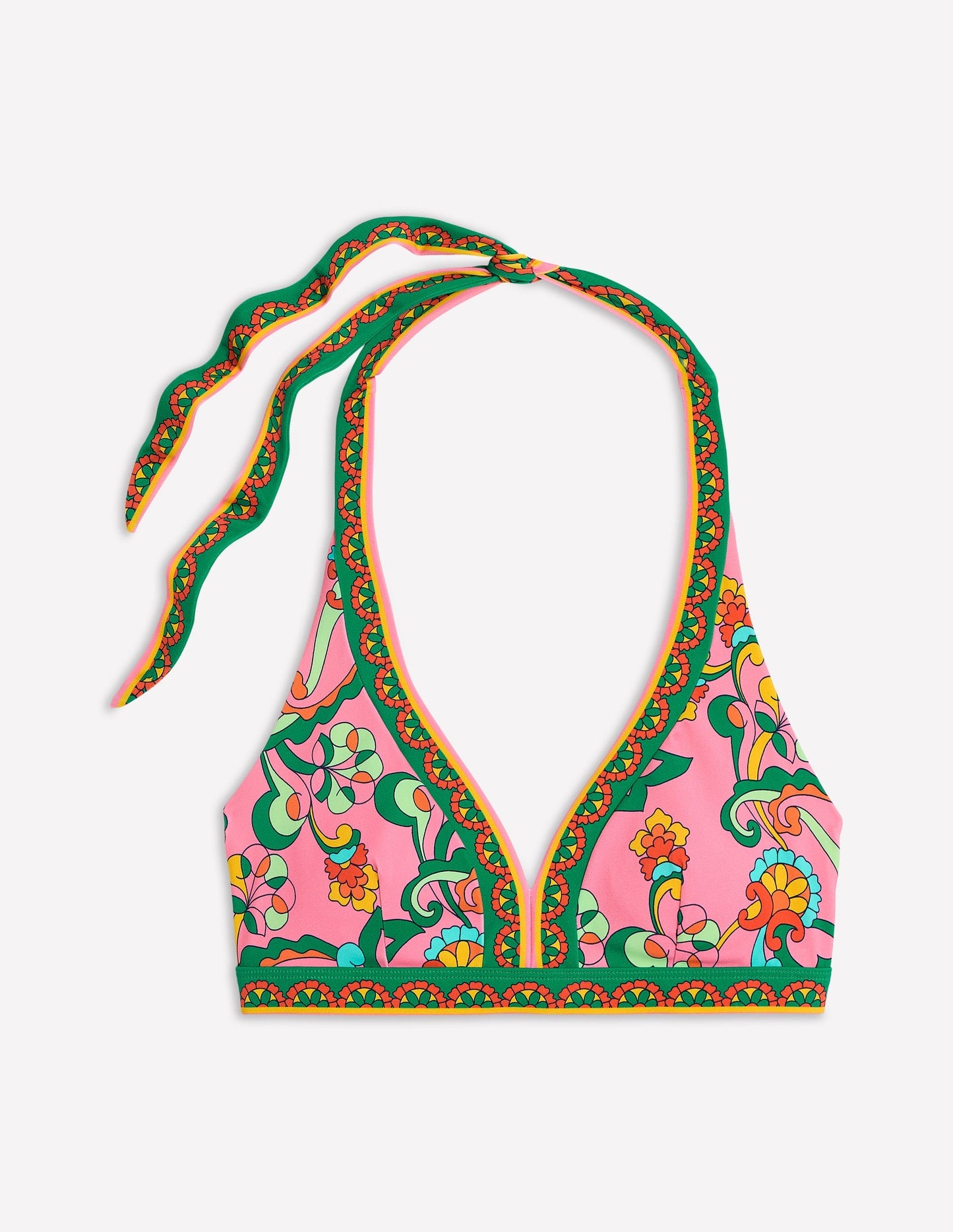 Boden Ios V Panel Bikini Top - Pink Rose, Foliage Trail