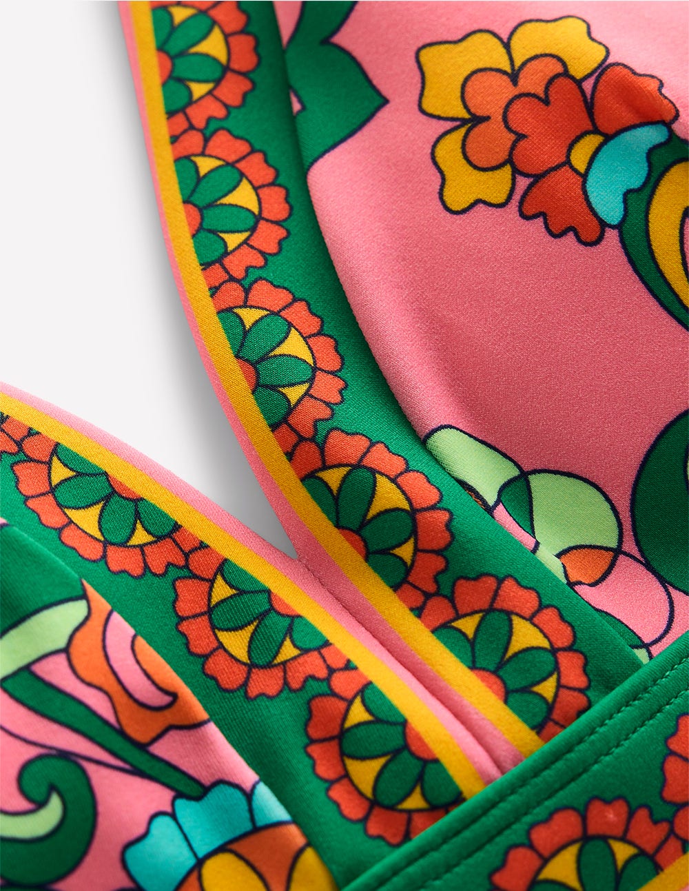 Boden Ios V Panel Bikini Top - Pink Rose, Foliage Trail