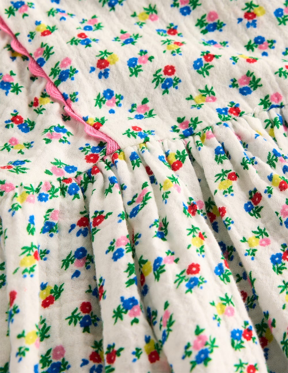 Boden Puff Sleeve Double Cloth Dress - Soft Ivory Ditsy Floral