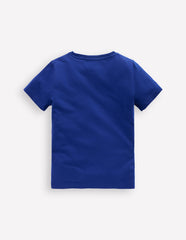 Boden Zip Applique T-shirt - Bright Blue Puffer