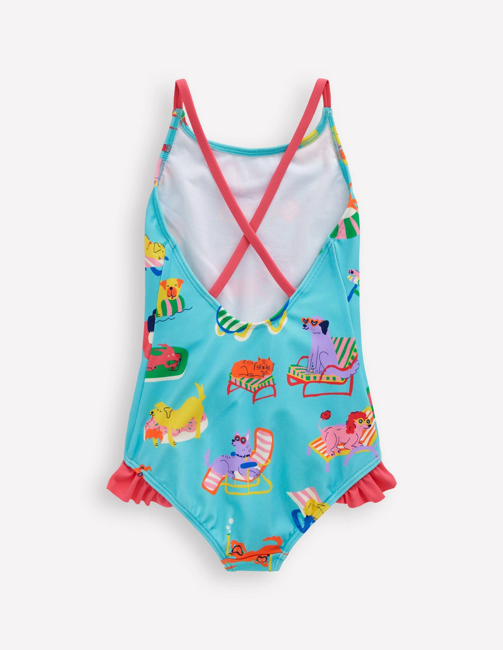 Boden Pretty Cross - Back Swimsuit - Caribbean Blue Poolside Pets
