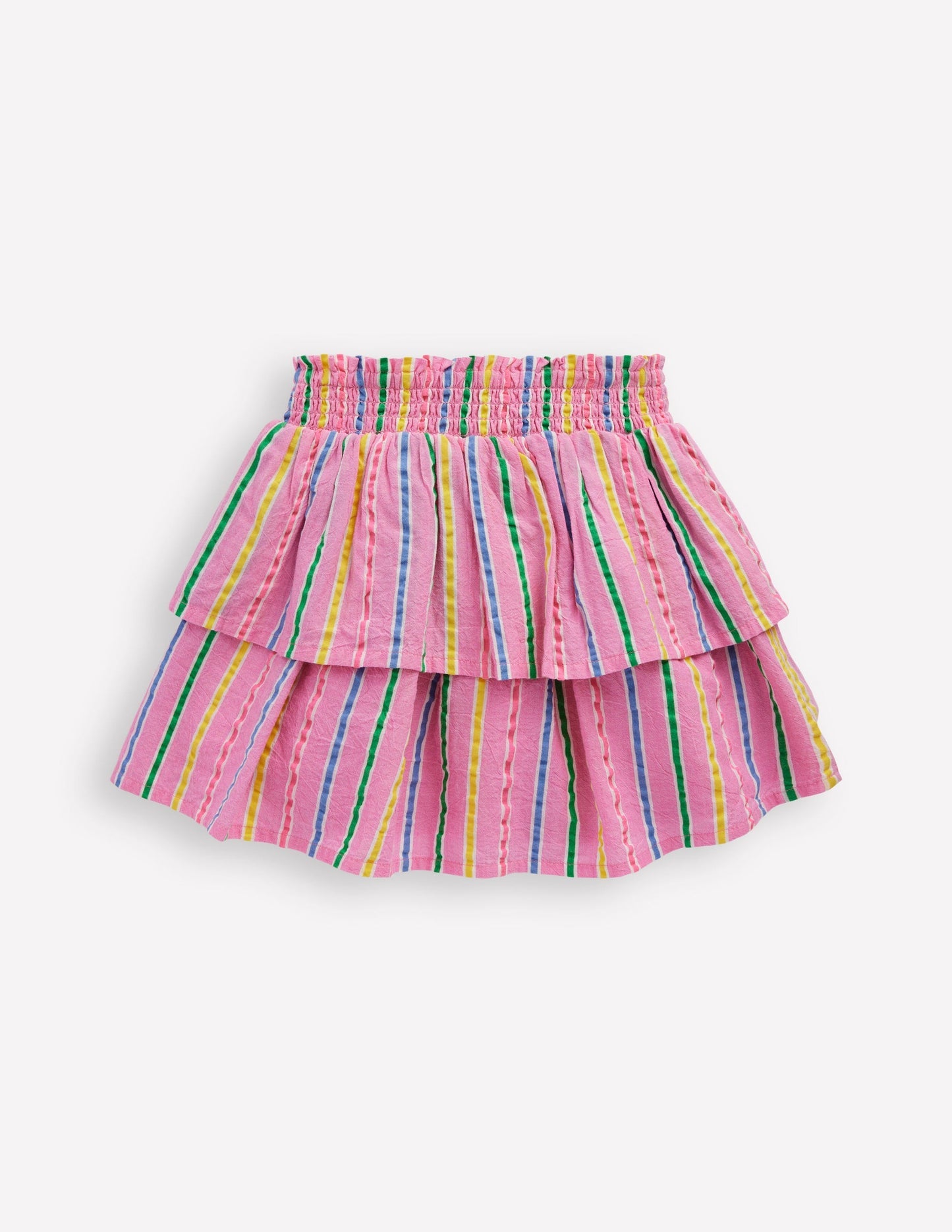 Boden Tiered Woven Skirt - Pink Multi Stripe