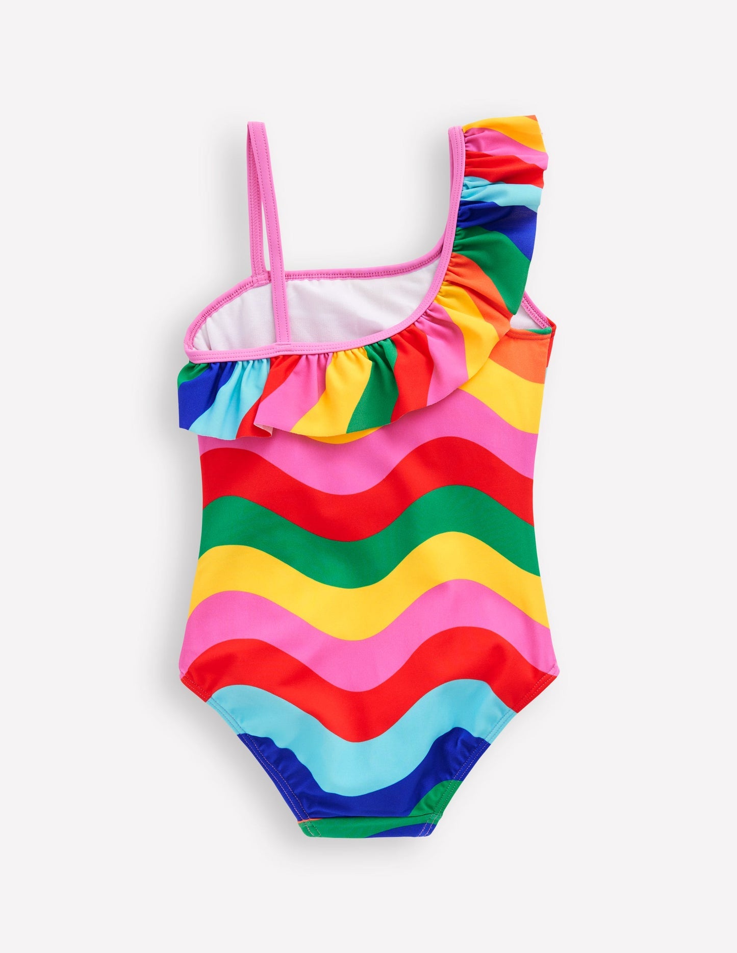 Boden Lila One Shoulder Swimsuit - Multi Rainbow Wave